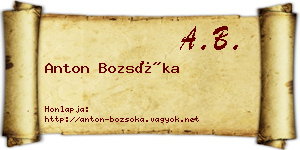 Anton Bozsóka névjegykártya